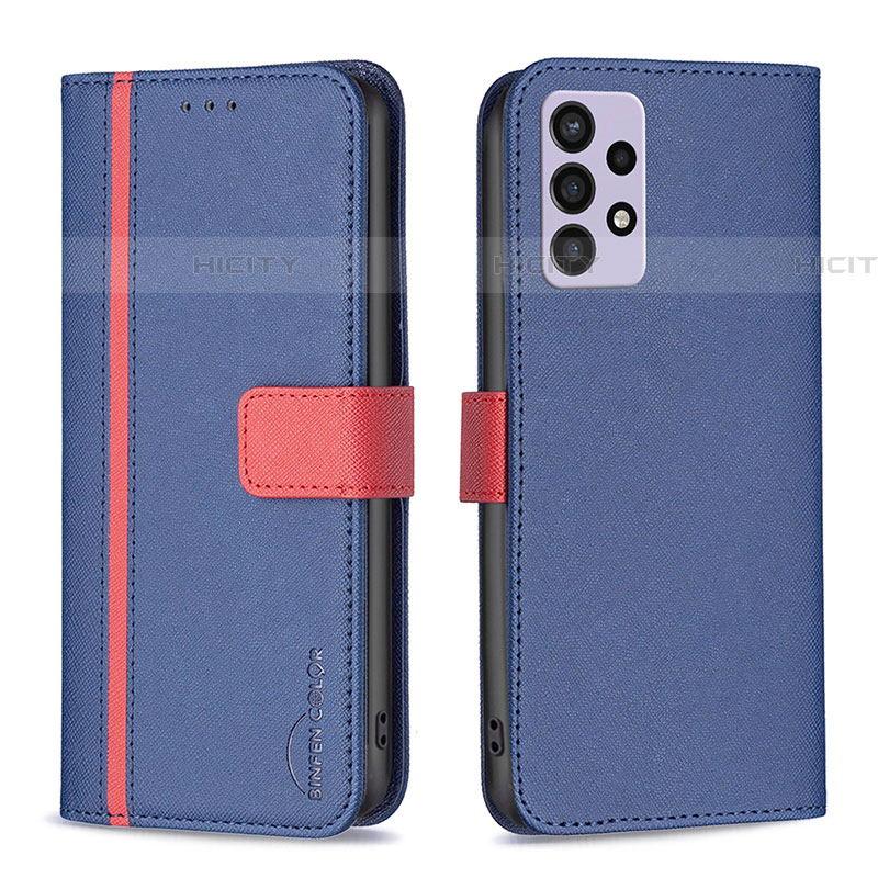 Coque Portefeuille Livre Cuir Etui Clapet B13F pour Samsung Galaxy A72 4G Bleu Plus