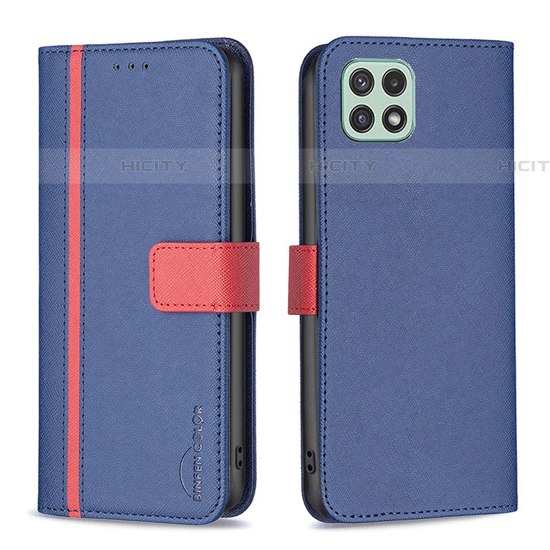 Coque Portefeuille Livre Cuir Etui Clapet B13F pour Samsung Galaxy F42 5G Bleu Plus