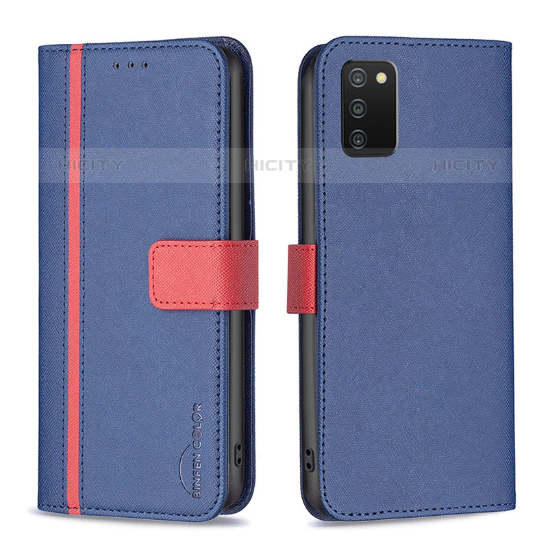 Coque Portefeuille Livre Cuir Etui Clapet B13F pour Samsung Galaxy M02s Bleu Plus