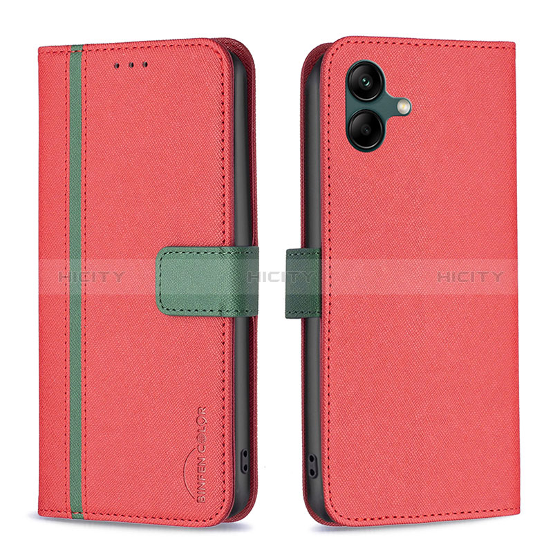 Coque Portefeuille Livre Cuir Etui Clapet B13F pour Samsung Galaxy M04 Rouge Plus