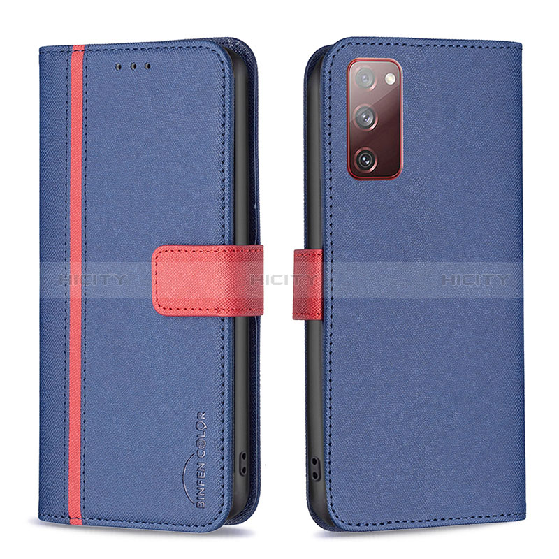 Coque Portefeuille Livre Cuir Etui Clapet B13F pour Samsung Galaxy S20 FE 5G Bleu Plus