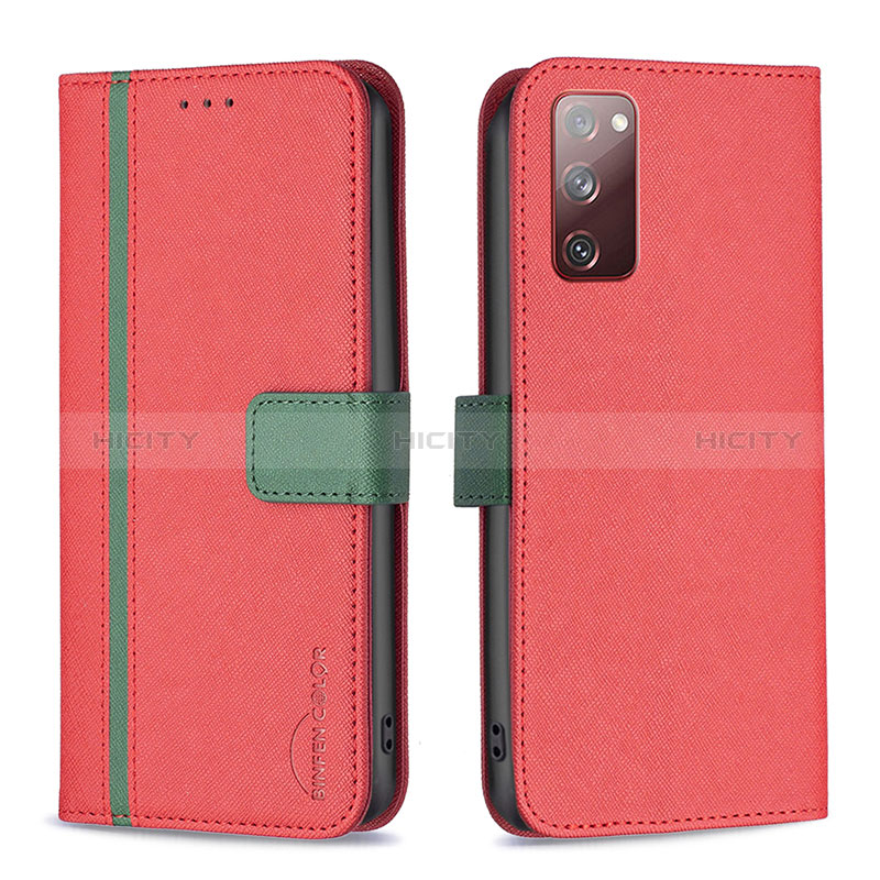 Coque Portefeuille Livre Cuir Etui Clapet B13F pour Samsung Galaxy S20 FE 5G Rouge Plus