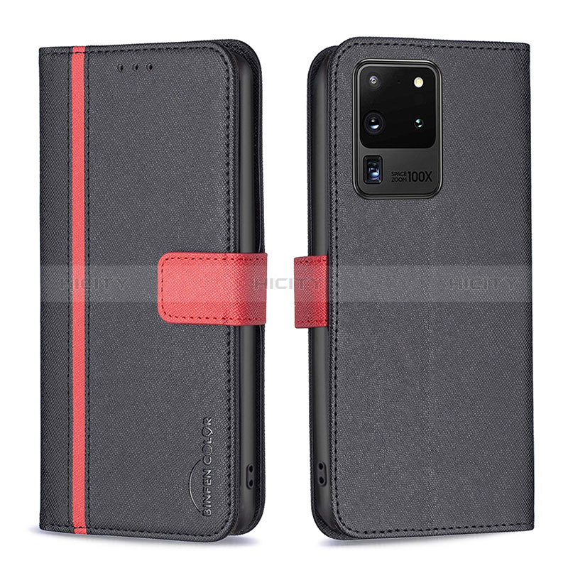 Coque Portefeuille Livre Cuir Etui Clapet B13F pour Samsung Galaxy S20 Ultra 5G Noir Plus