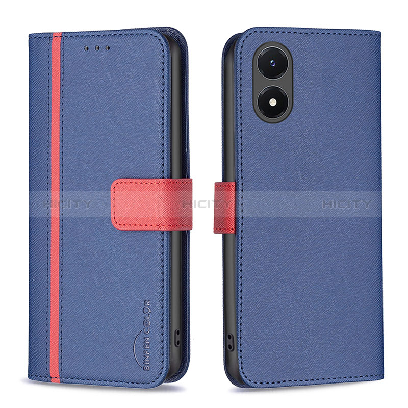 Coque Portefeuille Livre Cuir Etui Clapet B13F pour Vivo Y02S Bleu Plus