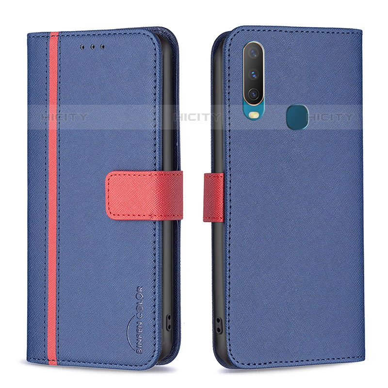 Coque Portefeuille Livre Cuir Etui Clapet B13F pour Vivo Y11 Bleu Plus