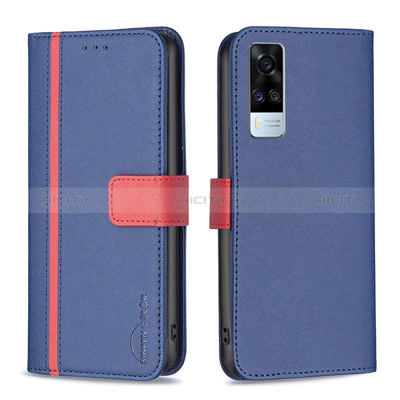 Coque Portefeuille Livre Cuir Etui Clapet B13F pour Vivo Y31 (2021) Bleu Plus