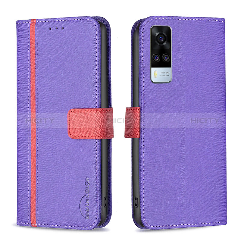 Coque Portefeuille Livre Cuir Etui Clapet B13F pour Vivo Y51 (2021) Violet Plus