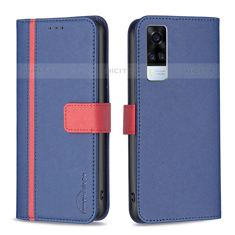 Coque Portefeuille Livre Cuir Etui Clapet B13F pour Vivo Y51A Bleu Plus