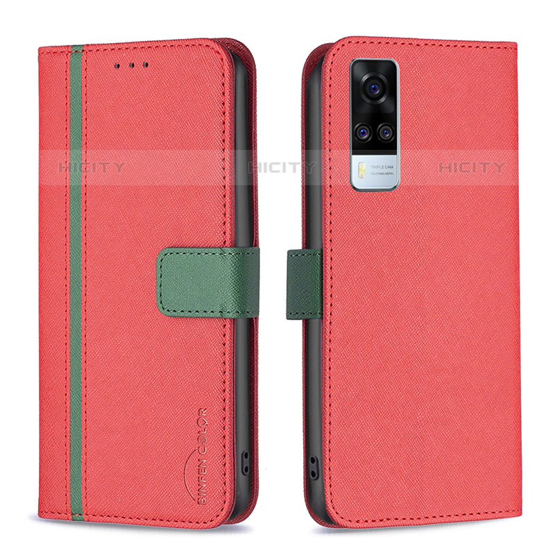 Coque Portefeuille Livre Cuir Etui Clapet B13F pour Vivo Y51A Rouge Plus