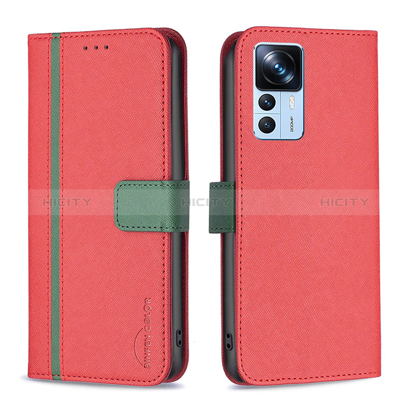 Coque Portefeuille Livre Cuir Etui Clapet B13F pour Xiaomi Mi 12T Pro 5G Rouge Plus