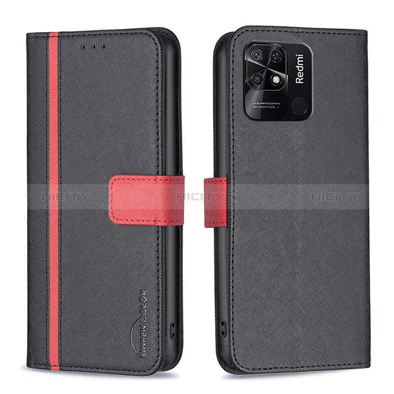 Coque Portefeuille Livre Cuir Etui Clapet B13F pour Xiaomi Redmi 10 India Noir Plus