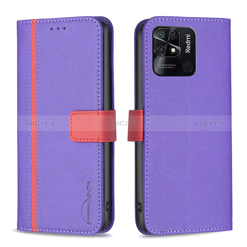 Coque Portefeuille Livre Cuir Etui Clapet B13F pour Xiaomi Redmi 10 India Violet Plus