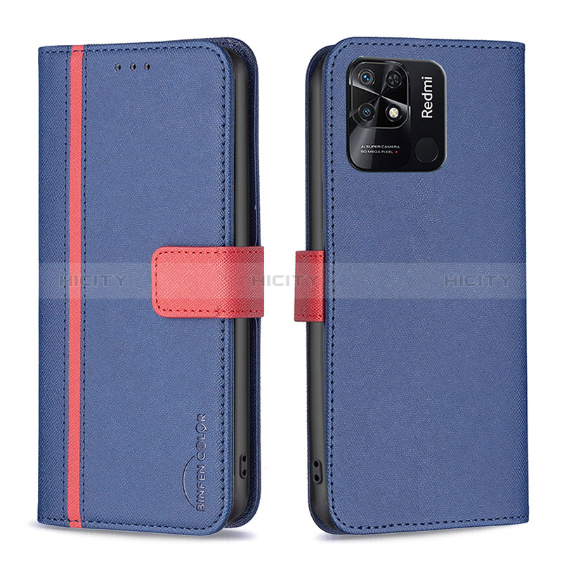 Coque Portefeuille Livre Cuir Etui Clapet B13F pour Xiaomi Redmi 10 Power Bleu Plus