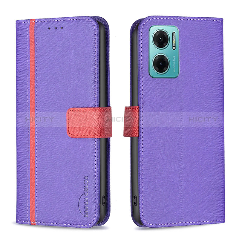 Coque Portefeuille Livre Cuir Etui Clapet B13F pour Xiaomi Redmi 11 Prime 5G Violet Plus