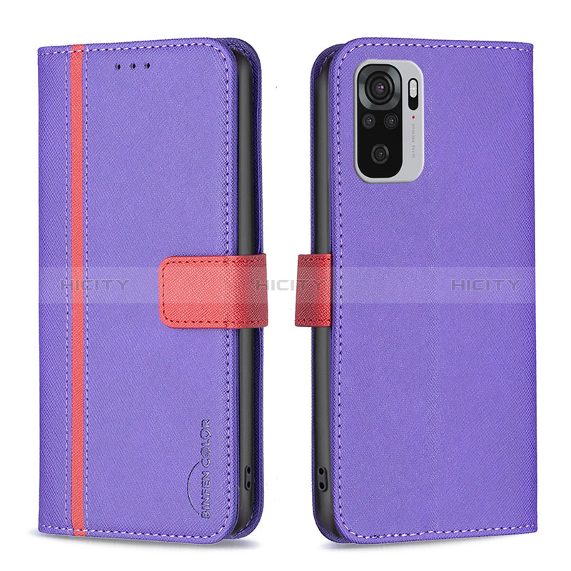 Coque Portefeuille Livre Cuir Etui Clapet B13F pour Xiaomi Redmi Note 10 4G Violet Plus