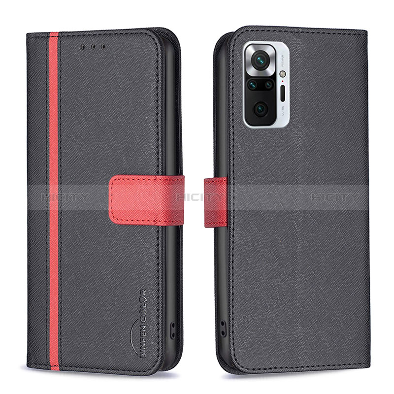 Coque Portefeuille Livre Cuir Etui Clapet B13F pour Xiaomi Redmi Note 10 Pro 4G Noir Plus