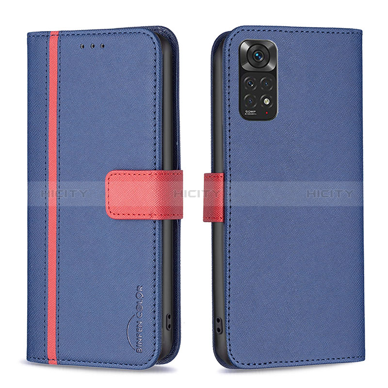 Coque Portefeuille Livre Cuir Etui Clapet B13F pour Xiaomi Redmi Note 11S 4G Bleu Plus