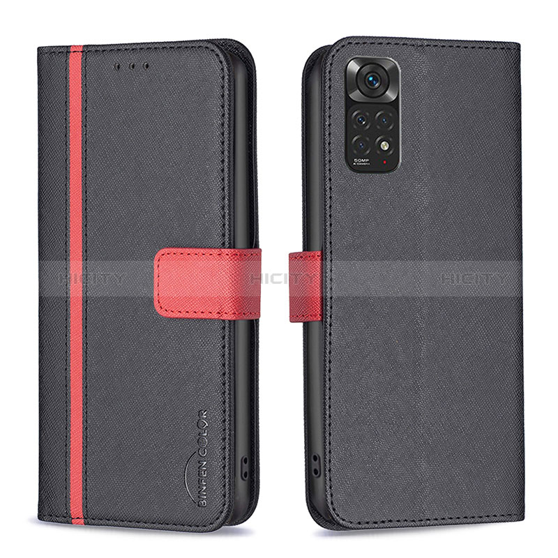 Coque Portefeuille Livre Cuir Etui Clapet B13F pour Xiaomi Redmi Note 11S 4G Noir Plus