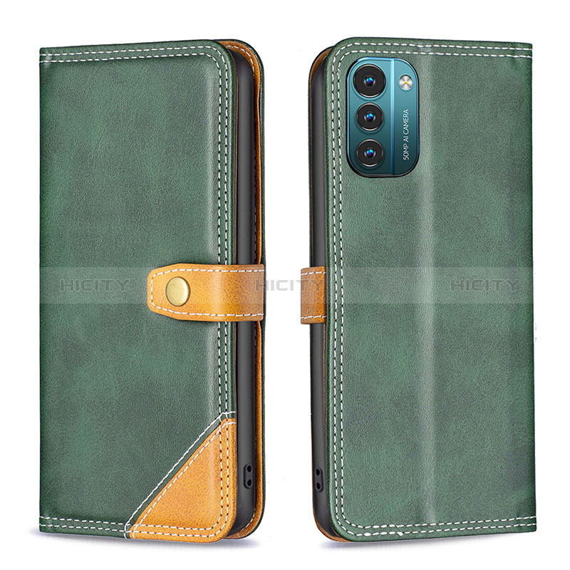 Coque Portefeuille Livre Cuir Etui Clapet B14F pour Nokia G11 Vert Plus