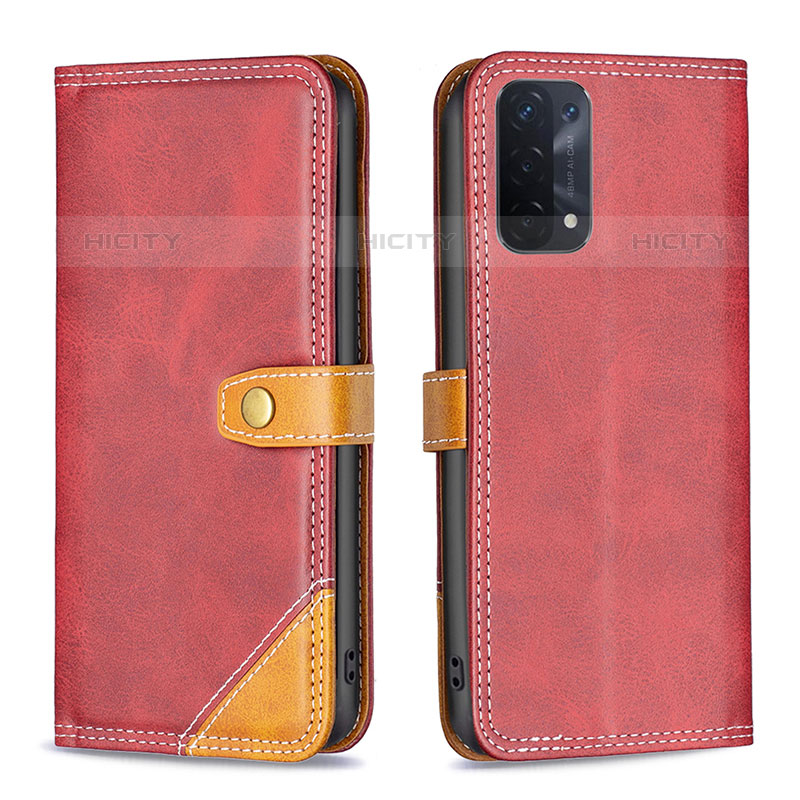 Coque Portefeuille Livre Cuir Etui Clapet B14F pour OnePlus Nord N200 5G Rouge Plus