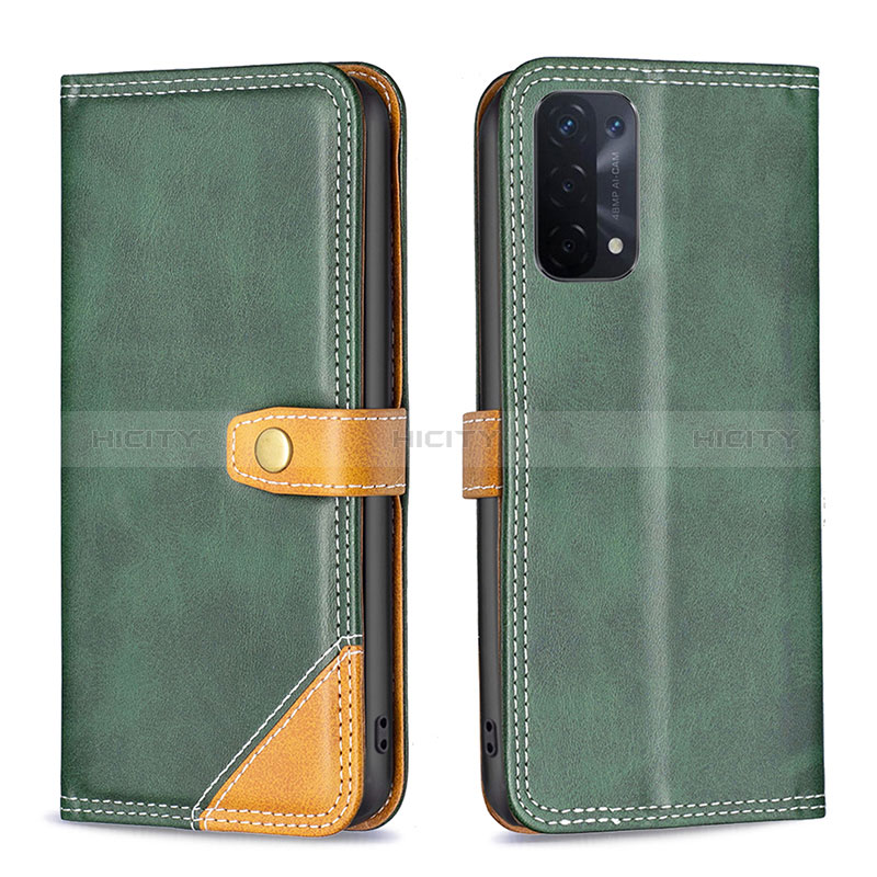 Coque Portefeuille Livre Cuir Etui Clapet B14F pour Oppo A74 5G Vert Plus