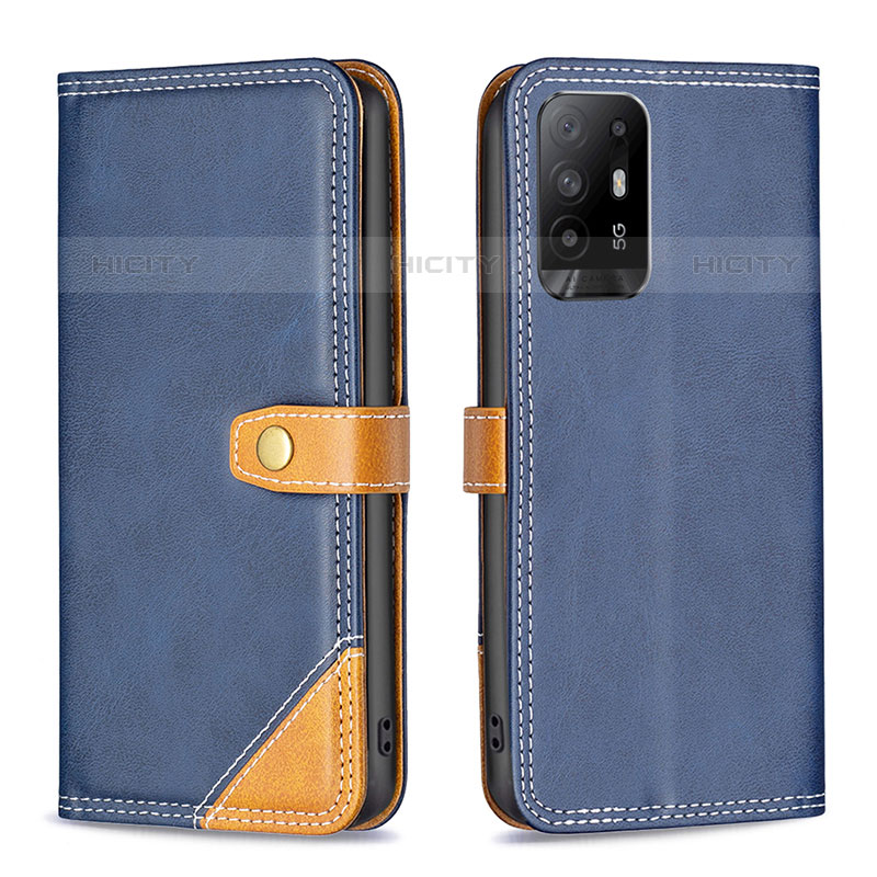 Coque Portefeuille Livre Cuir Etui Clapet B14F pour Oppo A94 5G Bleu Plus