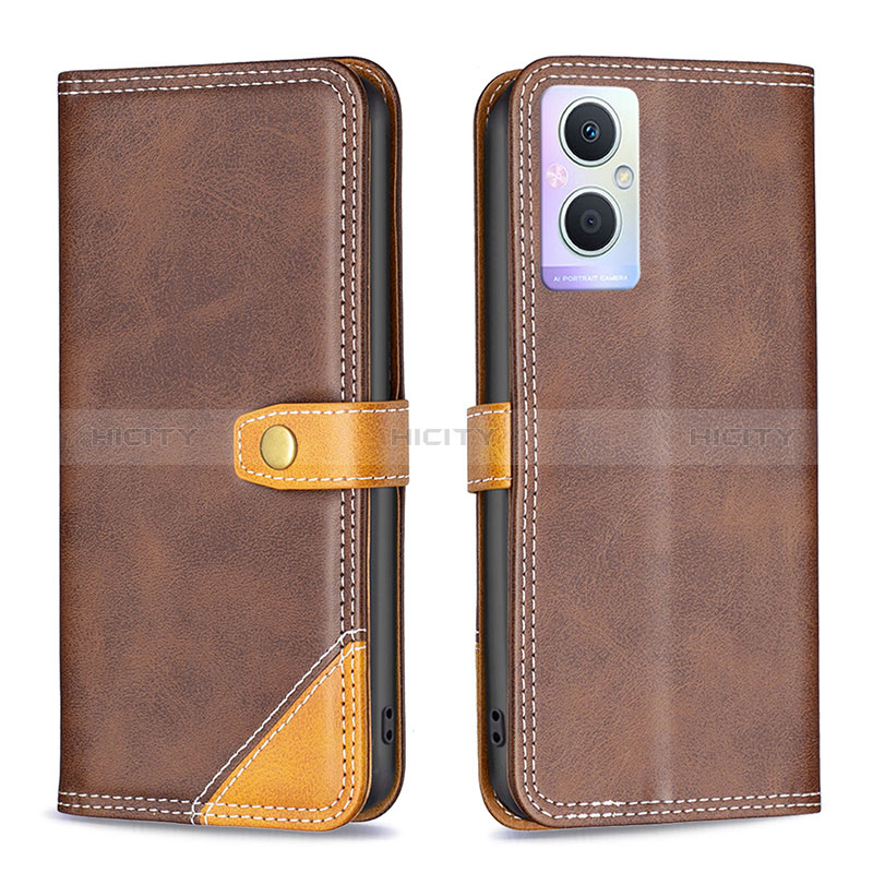 Coque Portefeuille Livre Cuir Etui Clapet B14F pour Oppo A96 5G Marron Plus