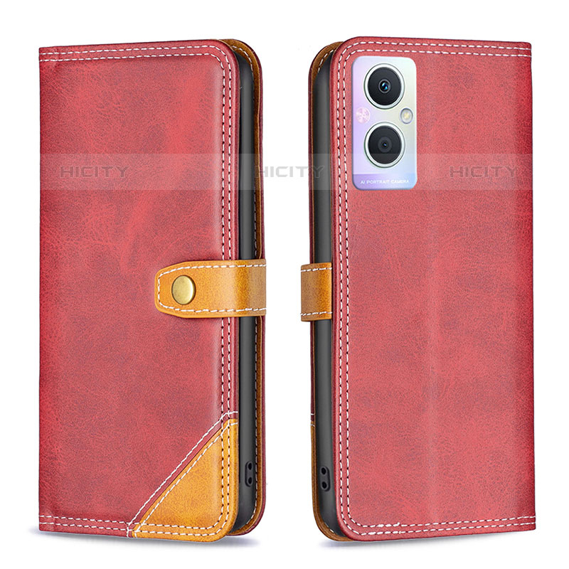 Coque Portefeuille Livre Cuir Etui Clapet B14F pour Oppo F21 Pro 5G Rouge Plus