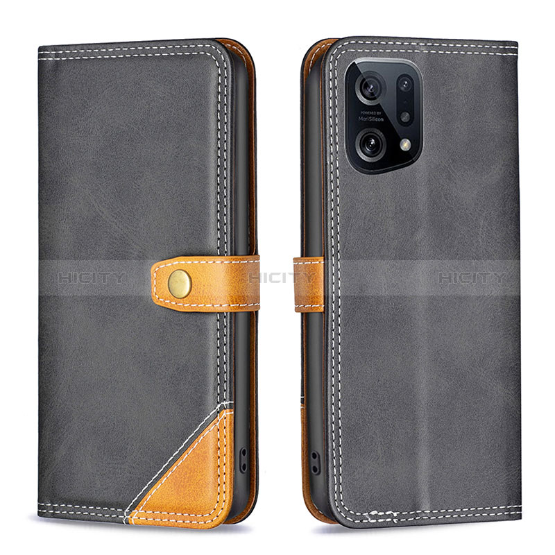 Coque Portefeuille Livre Cuir Etui Clapet B14F pour Oppo Find X5 5G Noir Plus