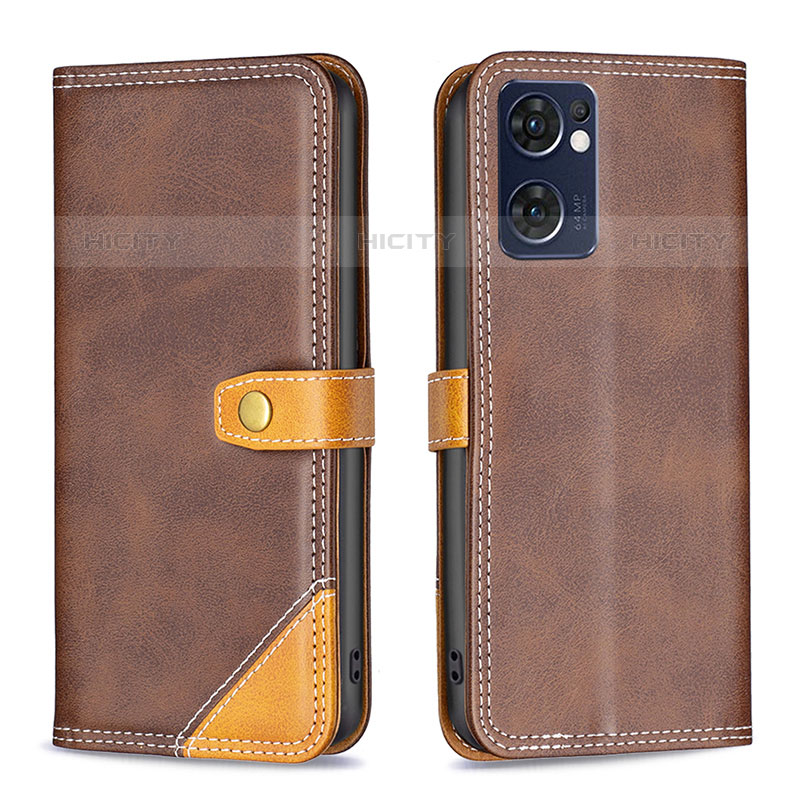 Coque Portefeuille Livre Cuir Etui Clapet B14F pour Oppo Reno7 5G Marron Plus