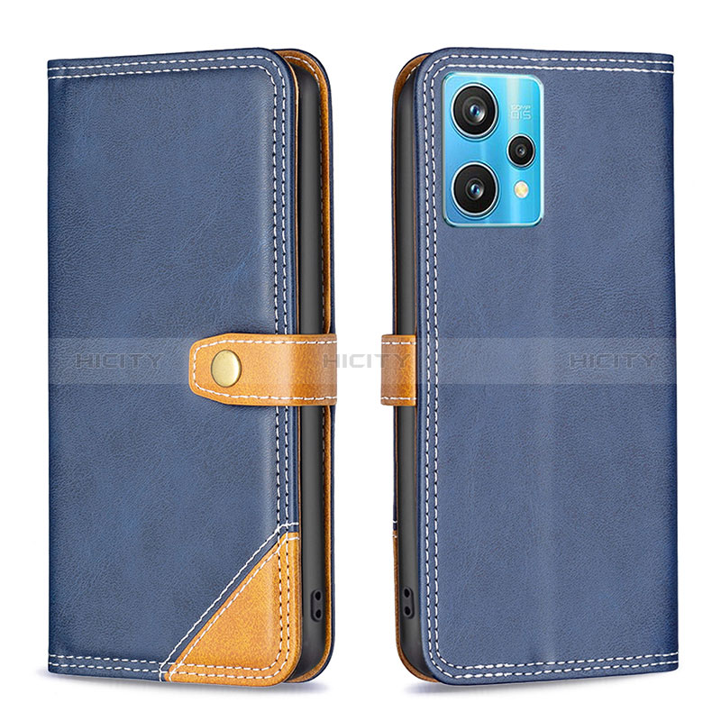 Coque Portefeuille Livre Cuir Etui Clapet B14F pour Realme 9 4G Bleu Plus