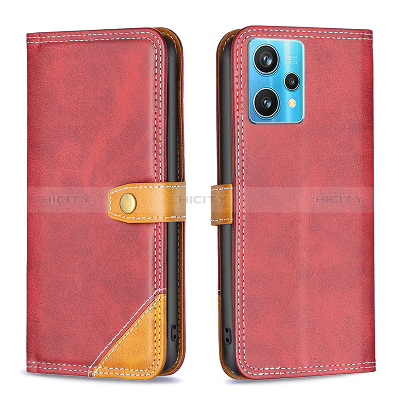 Coque Portefeuille Livre Cuir Etui Clapet B14F pour Realme 9 4G Rouge Plus