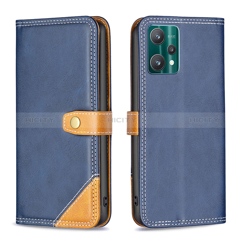 Coque Portefeuille Livre Cuir Etui Clapet B14F pour Realme 9 5G Bleu Plus