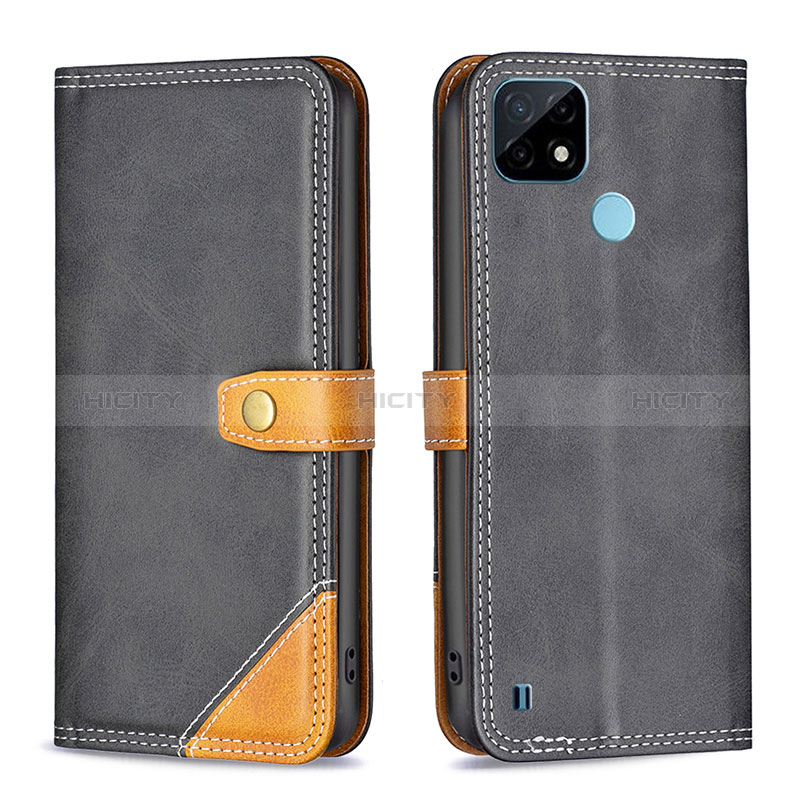 Coque Portefeuille Livre Cuir Etui Clapet B14F pour Realme C21 Noir Plus