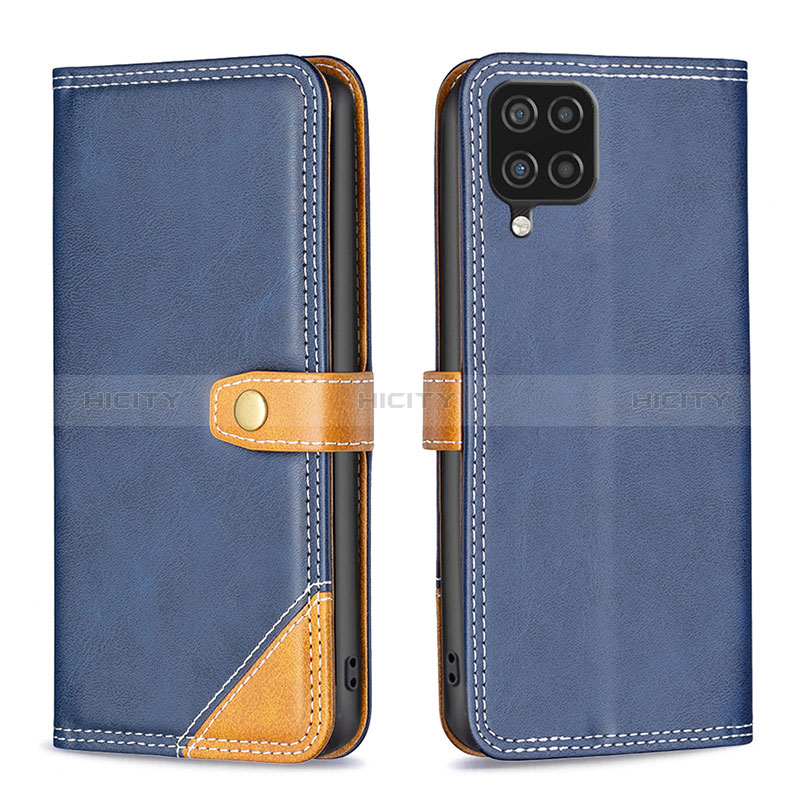 Coque Portefeuille Livre Cuir Etui Clapet B14F pour Samsung Galaxy A12 Nacho Bleu Plus