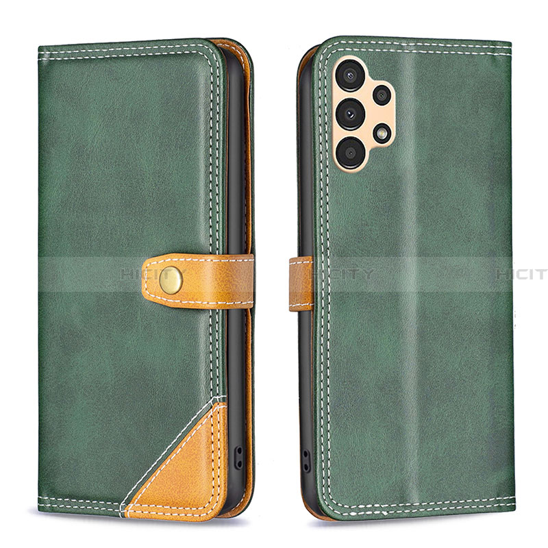 Coque Portefeuille Livre Cuir Etui Clapet B14F pour Samsung Galaxy A13 4G Vert Plus