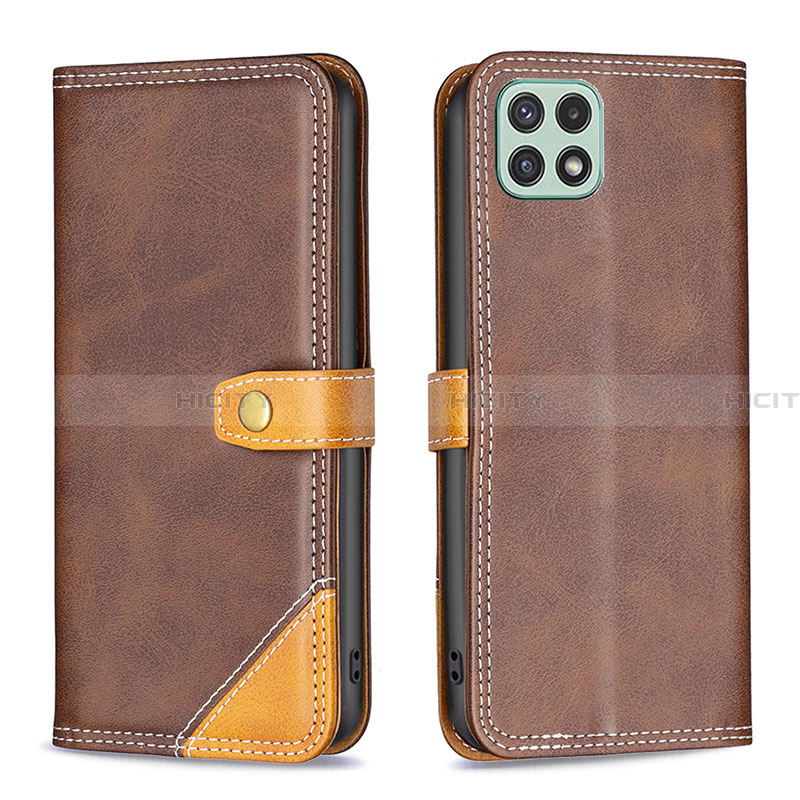 Coque Portefeuille Livre Cuir Etui Clapet B14F pour Samsung Galaxy A22 5G Marron Plus