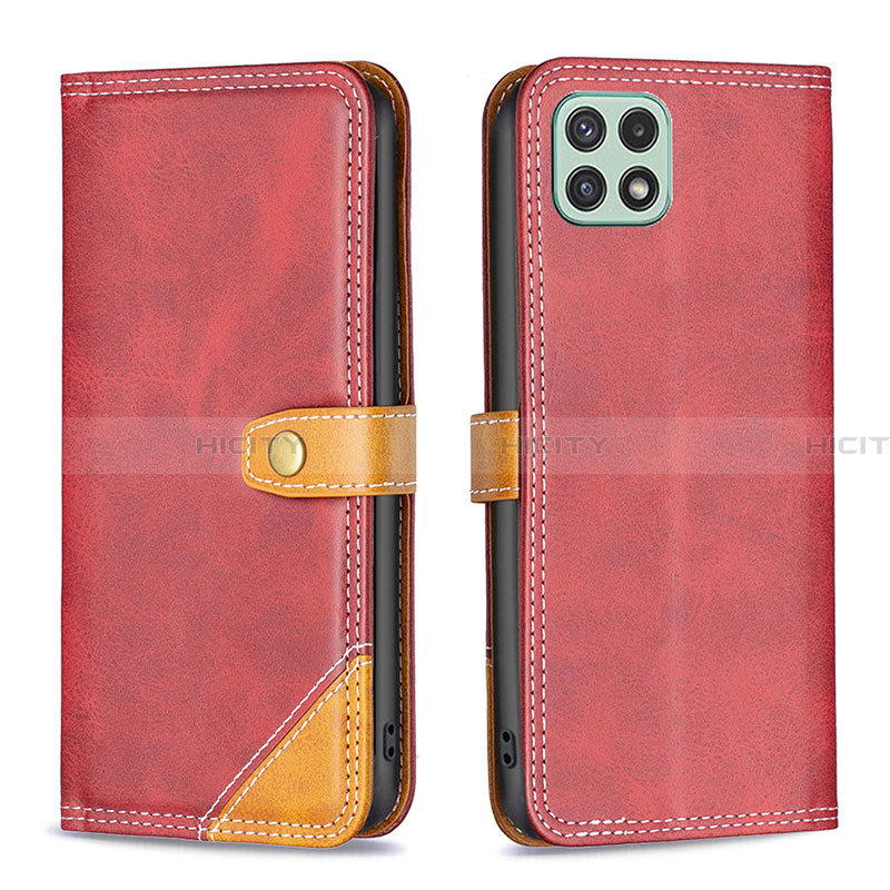 Coque Portefeuille Livre Cuir Etui Clapet B14F pour Samsung Galaxy A22 5G Rouge Plus