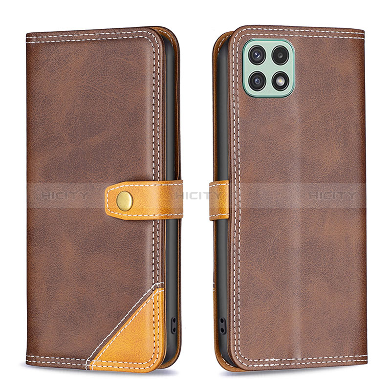 Coque Portefeuille Livre Cuir Etui Clapet B14F pour Samsung Galaxy A22s 5G Marron Plus