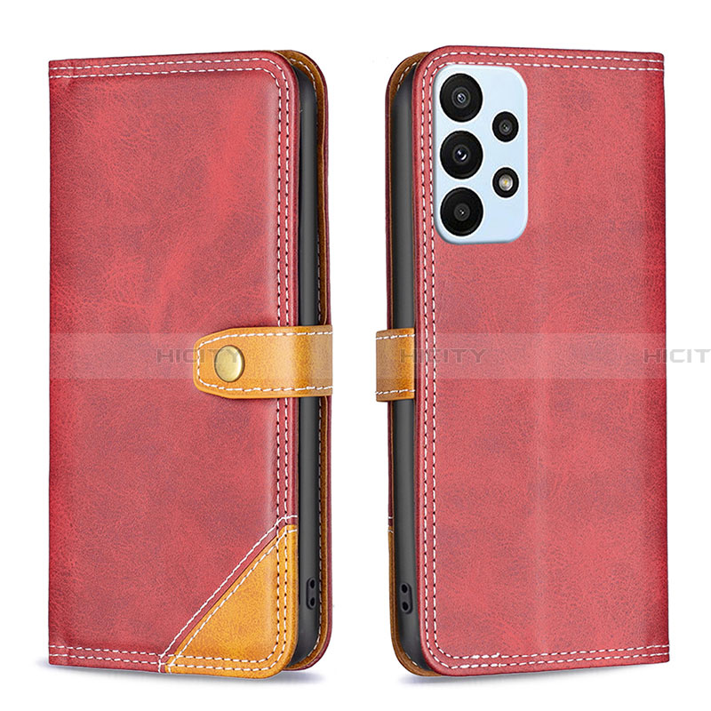 Coque Portefeuille Livre Cuir Etui Clapet B14F pour Samsung Galaxy A23 4G Rouge Plus