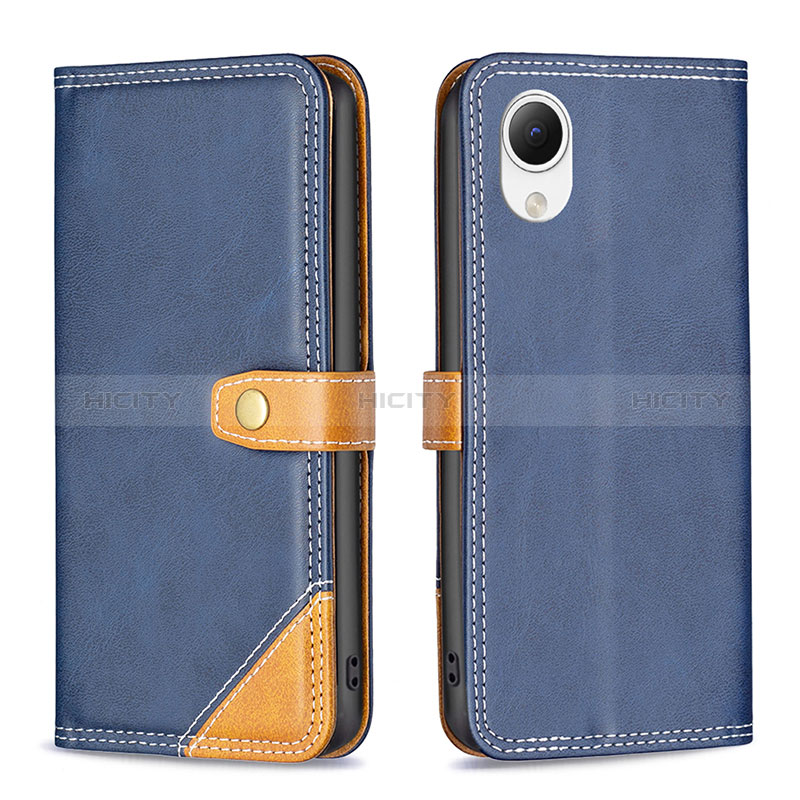 Coque Portefeuille Livre Cuir Etui Clapet B14F pour Samsung Galaxy A23e 5G Bleu Plus