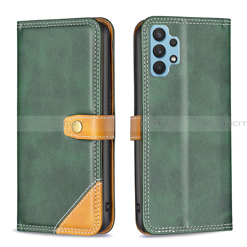 Coque Portefeuille Livre Cuir Etui Clapet B14F pour Samsung Galaxy A32 5G Vert Plus