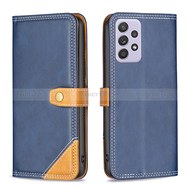 Coque Portefeuille Livre Cuir Etui Clapet B14F pour Samsung Galaxy A52s 5G Bleu Plus