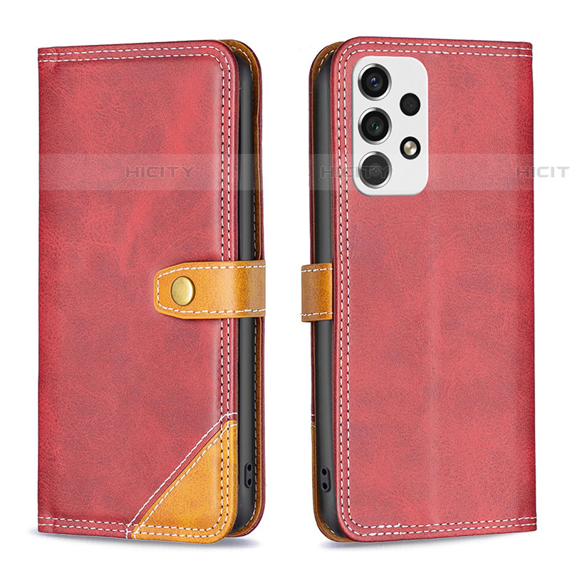 Coque Portefeuille Livre Cuir Etui Clapet B14F pour Samsung Galaxy A53 5G Rouge Plus