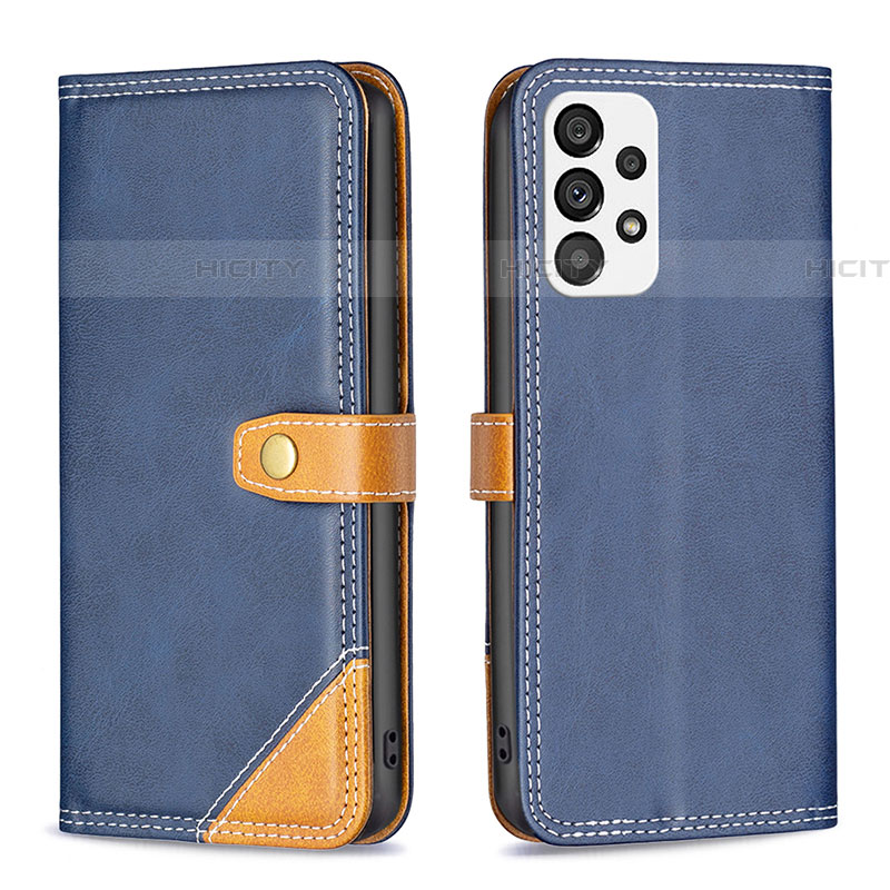 Coque Portefeuille Livre Cuir Etui Clapet B14F pour Samsung Galaxy A73 5G Bleu Plus