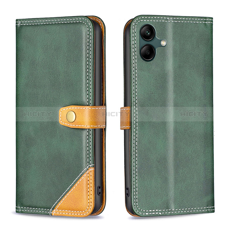 Coque Portefeuille Livre Cuir Etui Clapet B14F pour Samsung Galaxy M04 Vert Plus