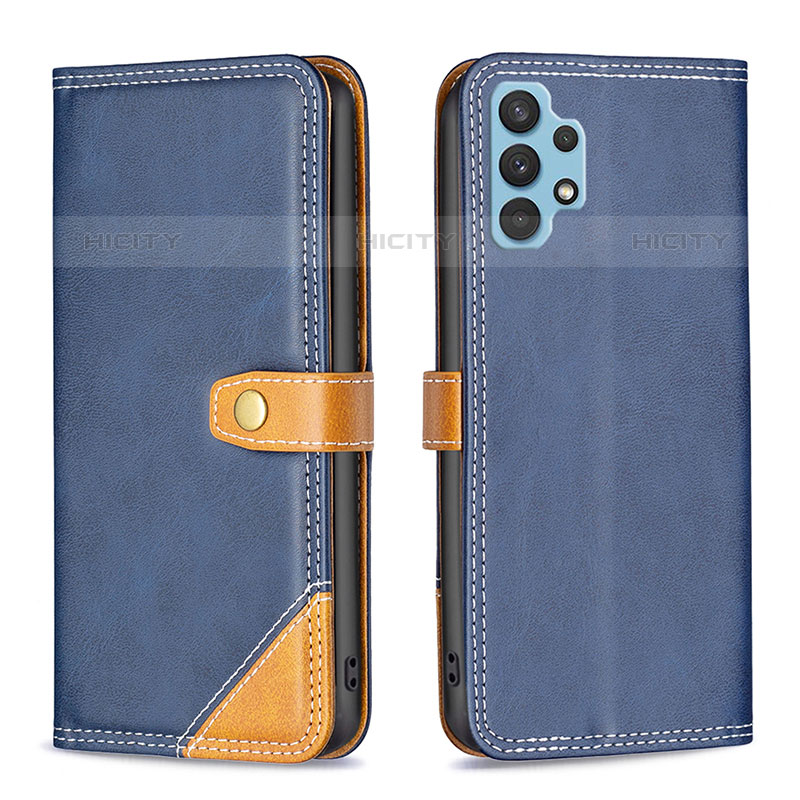 Coque Portefeuille Livre Cuir Etui Clapet B14F pour Samsung Galaxy M32 5G Bleu Plus