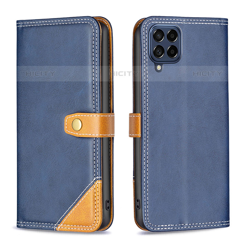 Coque Portefeuille Livre Cuir Etui Clapet B14F pour Samsung Galaxy M53 5G Bleu Plus