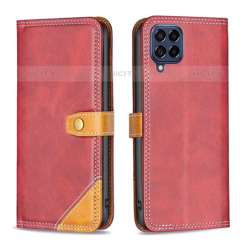 Coque Portefeuille Livre Cuir Etui Clapet B14F pour Samsung Galaxy M53 5G Rouge Plus