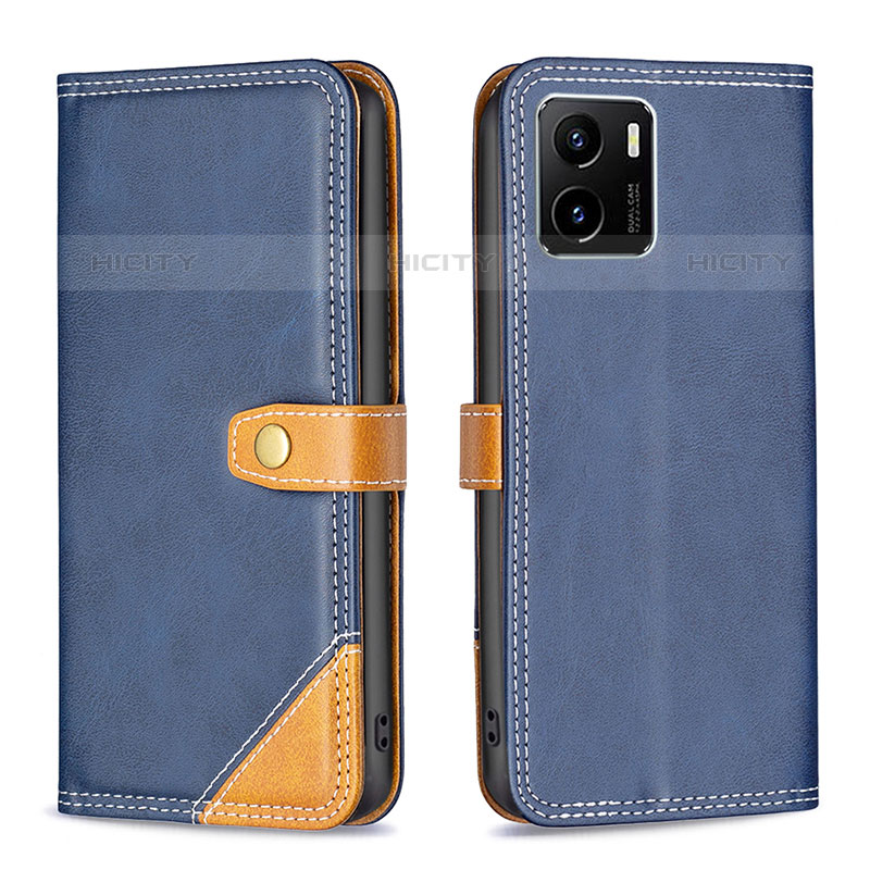 Coque Portefeuille Livre Cuir Etui Clapet B14F pour Vivo iQOO U5x Bleu Plus